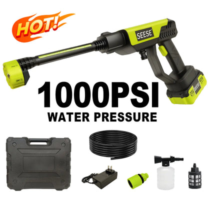 Cordless High-Pressure Washer and Single-Port Charging Dock—Portable, bottle-fed cleaning equipment suitable for car washing, home cleaning, and garden watering.