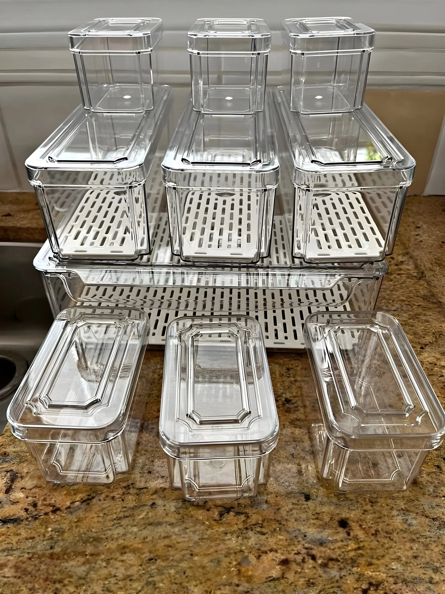 10 Pack Refrigerator Pantry Organizer BinsStackable Fridge Organizer Bins with LidsContainer Kitchen Set Storage Clear PETMaterial Odor-Resistant Space-Saving
