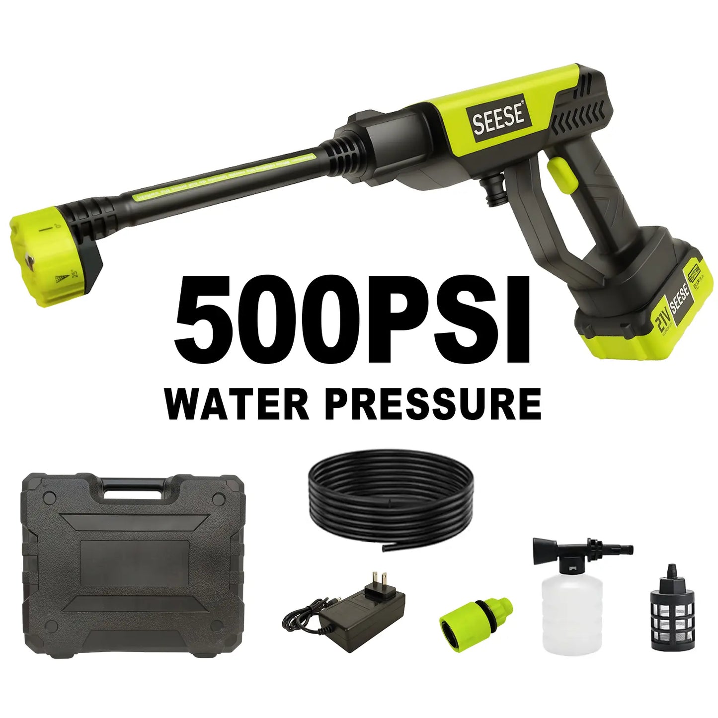 Cordless High-Pressure Washer and Single-Port Charging Dock—Portable, bottle-fed cleaning equipment suitable for car washing, home cleaning, and garden watering.