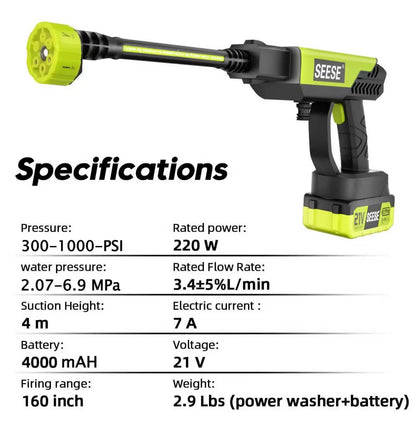 Cordless High-Pressure Washer and Single-Port Charging Dock—Portable, bottle-fed cleaning equipment suitable for car washing, home cleaning, and garden watering.
