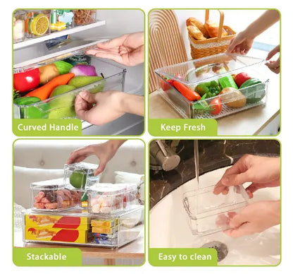 10 Pack Refrigerator Pantry Organizer BinsStackable Fridge Organizer Bins with LidsContainer Kitchen Set Storage Clear PETMaterial Odor-Resistant Space-Saving