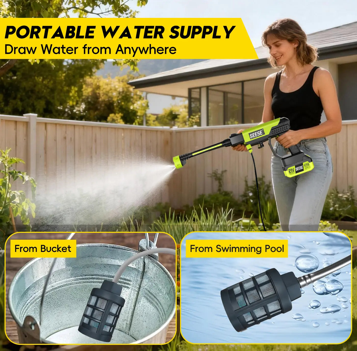 Cordless High-Pressure Washer and Single-Port Charging Dock—Portable, bottle-fed cleaning equipment suitable for car washing, home cleaning, and garden watering.