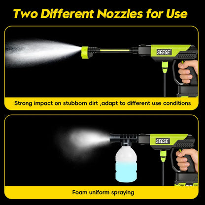 Cordless High-Pressure Washer and Single-Port Charging Dock—Portable, bottle-fed cleaning equipment suitable for car washing, home cleaning, and garden watering.