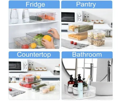 10 Pack Refrigerator Pantry Organizer BinsStackable Fridge Organizer Bins with LidsContainer Kitchen Set Storage Clear PETMaterial Odor-Resistant Space-Saving