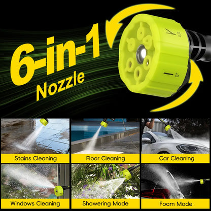 Cordless High-Pressure Washer and Single-Port Charging Dock—Portable, bottle-fed cleaning equipment suitable for car washing, home cleaning, and garden watering.